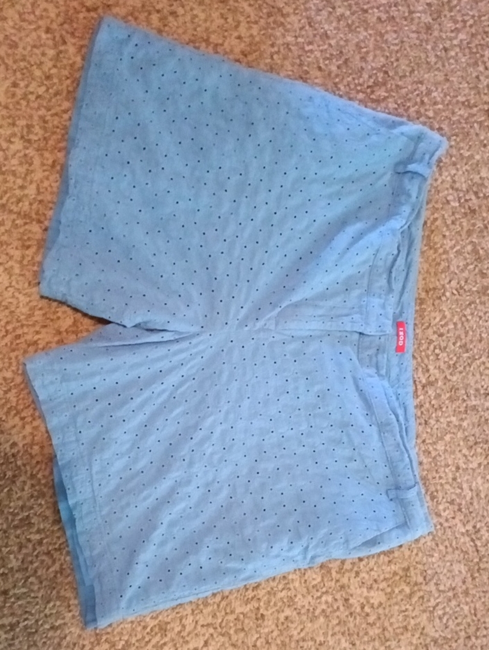 Light Blue Izod Eyelet Lace Lined Shorts Stretch Pockets